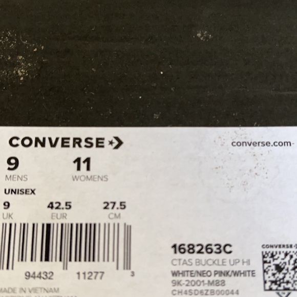 Converse CTAS Buckle Up Hi White/Neo Pink/White MN - Picture 16 of 16